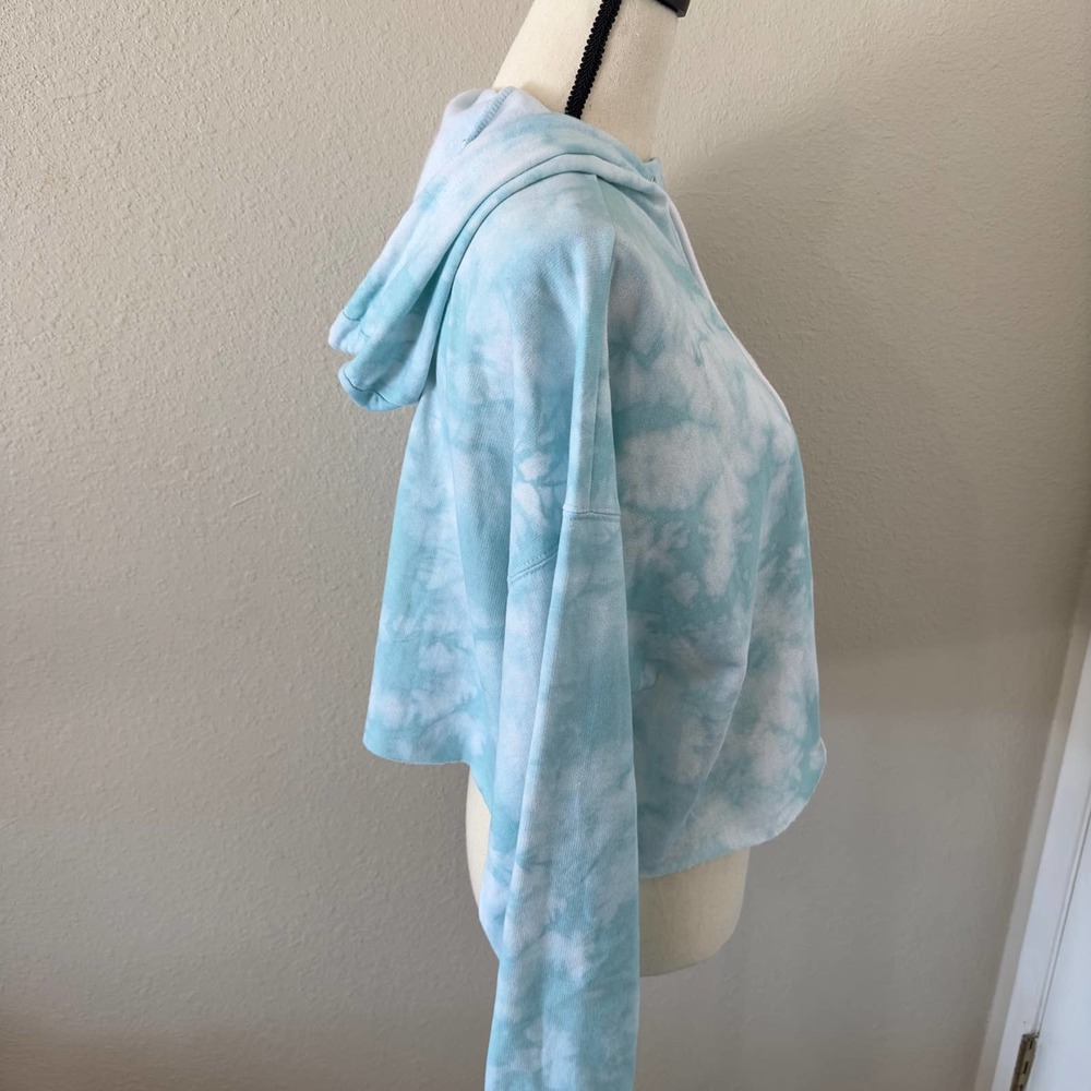 NWT Flirtitude Active Teal Tie Dye Cropped Hoodie -LARGE - Picture 6 of 10